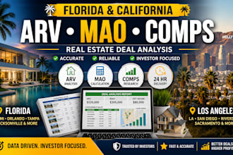 calculate arv, mao and comps for your florida and california real estate