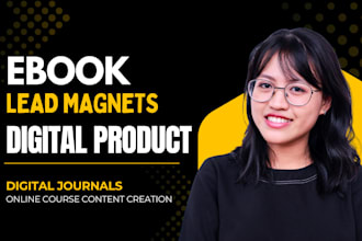 design pdf lead magnet, ebook digital product, journals, online course content