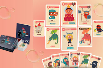 create card game design board game flash card game art card box mockup rule book
