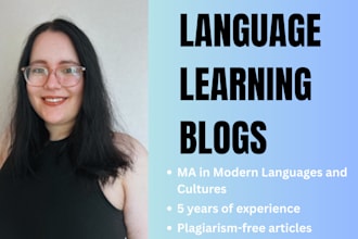write language learning blogs, articles, copy, app content