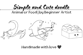 draw simple animal or food doodles in my beginner art style