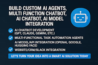 build custom ai agents, multi function chatbot, ai chatbot, ai model integration
