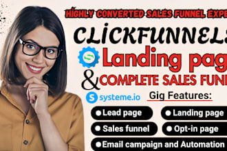 build sales funnel in systeme io, clickfunnels, systeme io landing page design