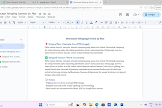 retype documents from PDF, image, or handwriting into word