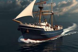 do 3d ship model ship animation 3d boat model vessel 3d warship yacht 3d render