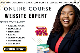 design an online course website on thinkific teachable, kajabi membervault podia