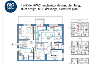 do hvac mechanical design, plumbing, duct design, mep drawings, electrical plan