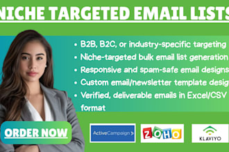 do niche targeted bulk email lists generation with newsletter template design