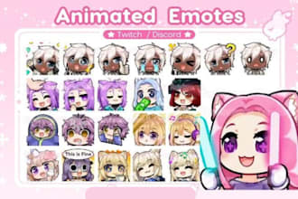 design twitch emotes, badges and animated emotes for vtuber stream