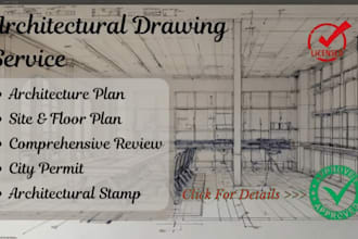 draw 2d site plan,floor plan, architectural mep drawing with pe stamp for permit