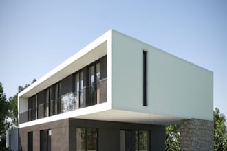 make 3d architecture rendering of house, warehouse, exterior render design
