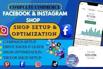 professionally setup and optimize tiktok shop, facebook shop and instagram shop
