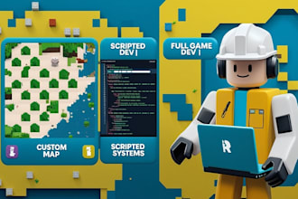 develop a complete roblox game with scripting, map, and UI systems