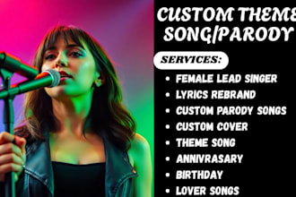 custom female singer or parody custom cover theme pop song female lead singer