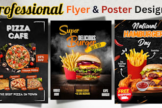create appetizing menu flyers or food poster for restaurants