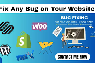 fix any bug or issue on wordpress wix shopify webflow site