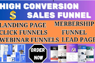 build lead generation funnel, webinar funnels, survey funnels and salesfunnel