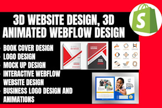 build 3d animated webflow website design 3d book cover mock ups logo design