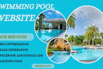 swimming pool pool website construction website landing page pool cleaning