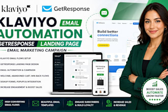 setup klaviyo automation, getresponse landing page email marketing campaign
