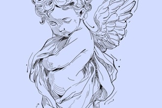 draw unique custom line art or tattoo style illustration