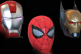 do 3d cosplay model, 3d helmet, cosplay mask, cosplay props, stl for 3d printing