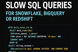 fix and optimize slow sql queries for snowflake, bigquery, or redshift