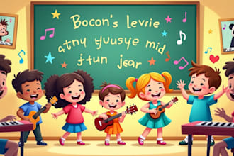 create cartoon music,custom songs and birthday song for kids