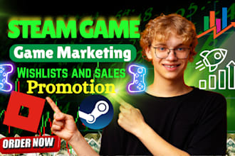 promote your steam game ,roblox increase your wishlists and visibility and sales