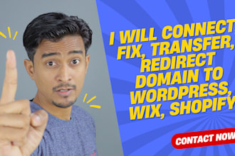 connect, fix, transfer, redirect domain to wordpress, wix, shopify