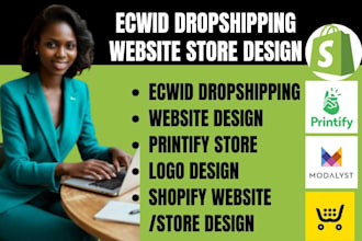 create ecwid dropshipping website design via printify albeto sub dropshipping