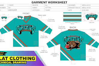 create fashion clothing tech pack, and apparel design
