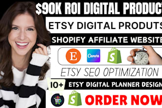 do etsy digital planner, shopify affiliate website, etsy seo