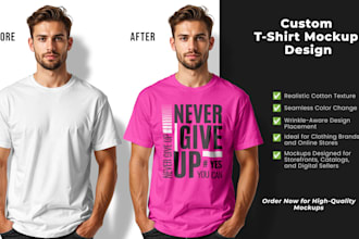 design custom t shirt mockups for clothing brands and online stores