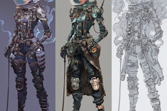 make sci fi character illustration or sci fi character art