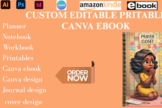 design custom editable printable canva ebook,notebook cover, calendar, planner