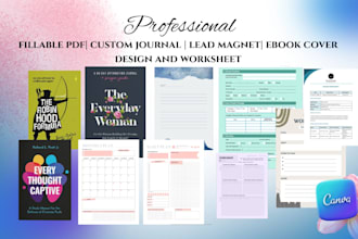 design fillable pdf custom journal lead magnet ebook cover design and worksheet