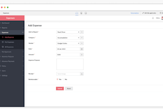 build expense management app, finance tracking app, travel expense app