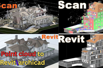 create 3d model from point cloud, 2d cad, PDF or hand sketchup revit, matterport