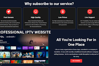 create a professional iptv website for iptv services or iptv reseller, strem