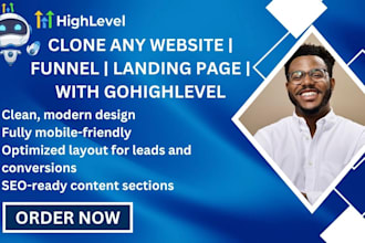 clone gohighlevel wordpress website to gohighlevel funnel landing page design