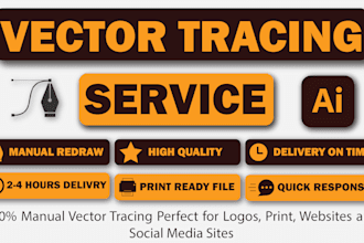 do manual vector tracing, logo redraw, and high resolution image conversion