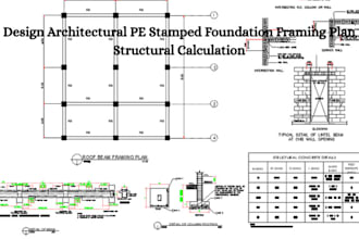 design architectural foundation framing plan structural calculation pe stamp