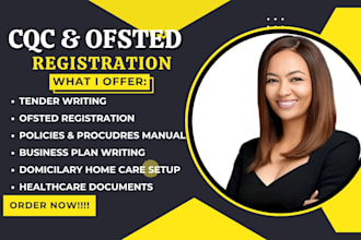 do full cqc registration with policies, business plan, healthcare tender bid