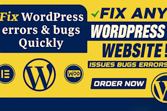fix wordpress errors, wordpress bugs, and create wordpress website