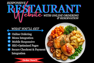 design wordpress restaurant website reservation online ordering site