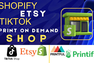 set up etsy shopify tiktok shop print on demand merchandise template y2k website