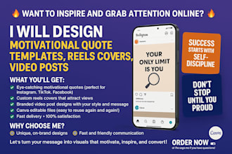 design motivational quote templates, video posts reels covers
