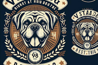 design high quality vintage dog logo with t shirt design