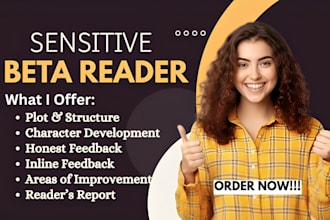 be your sensitive beta reader for science fiction story, fantasy, romance novel